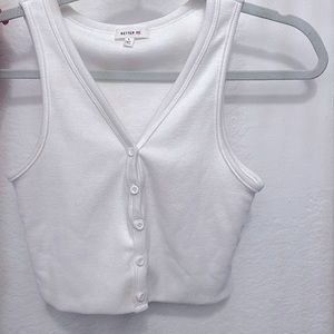 Small, White Button Up Crop top.